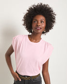Tea Rose $|& SEAS Bloom Ruched Shoulder Tee - SOF Front