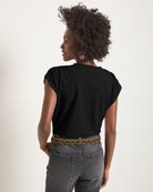 Faded Black $|& SEAS Bloom Ruched Shoulder Tee - SOF Back