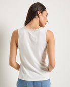 White $|& SEAS Whitecap Lace Trim Tank - SOF Back