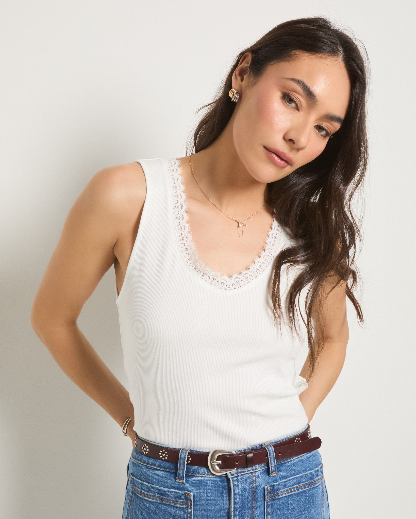 最終値下Sea Cotton AmericanSleeve Tank Whitecap Lace Trim Tank | Seventy Eight and Sunny