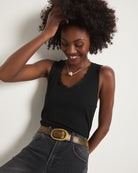 Black $|& SEAS Whitecap Lace Trim Tank - VOF Side