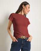 Mahogany $|& SEAS Desert Sky Mock Neck Top - SOF Front