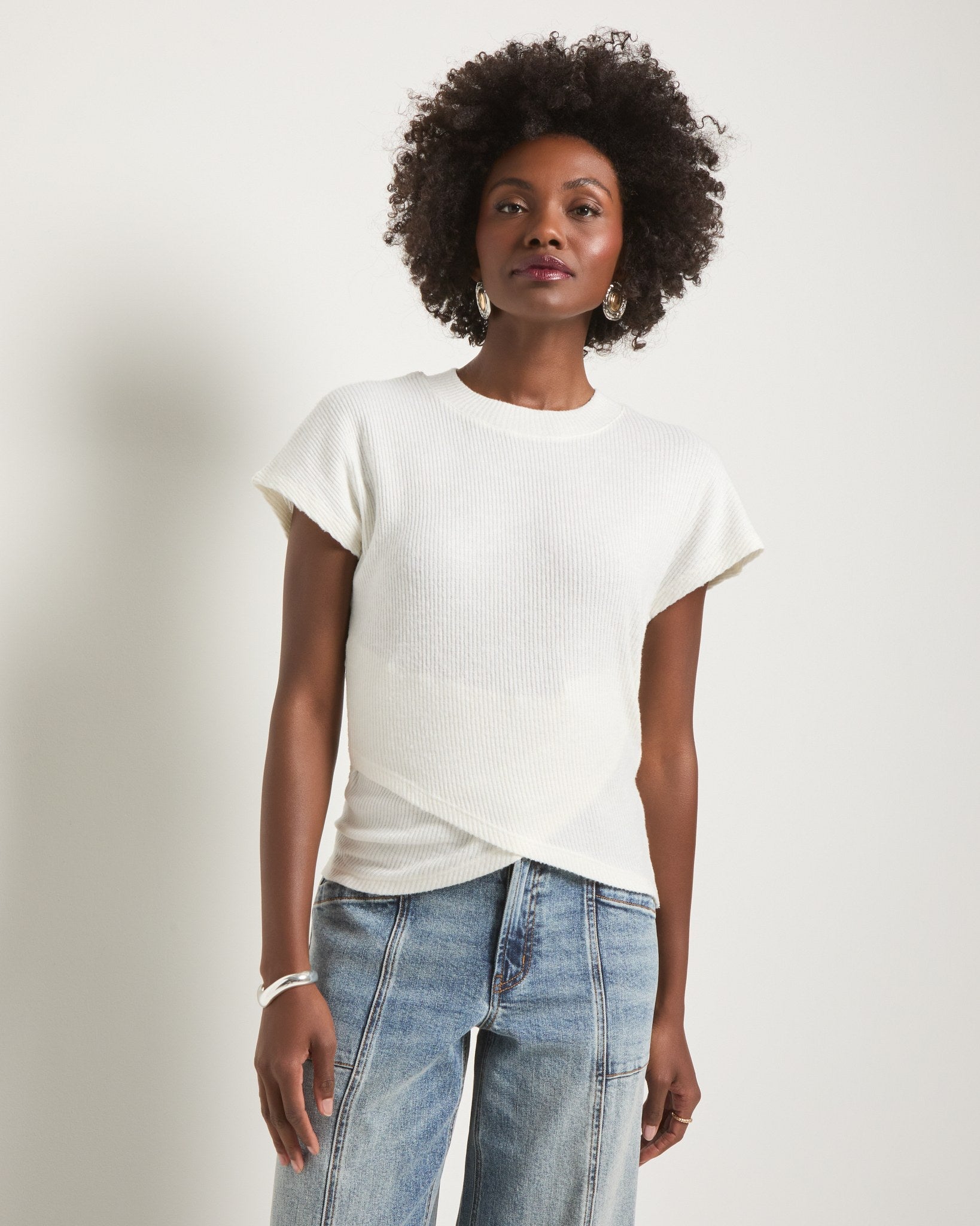 Cream $|& SEAS Desert Sky Mock Neck Top - VOF Side