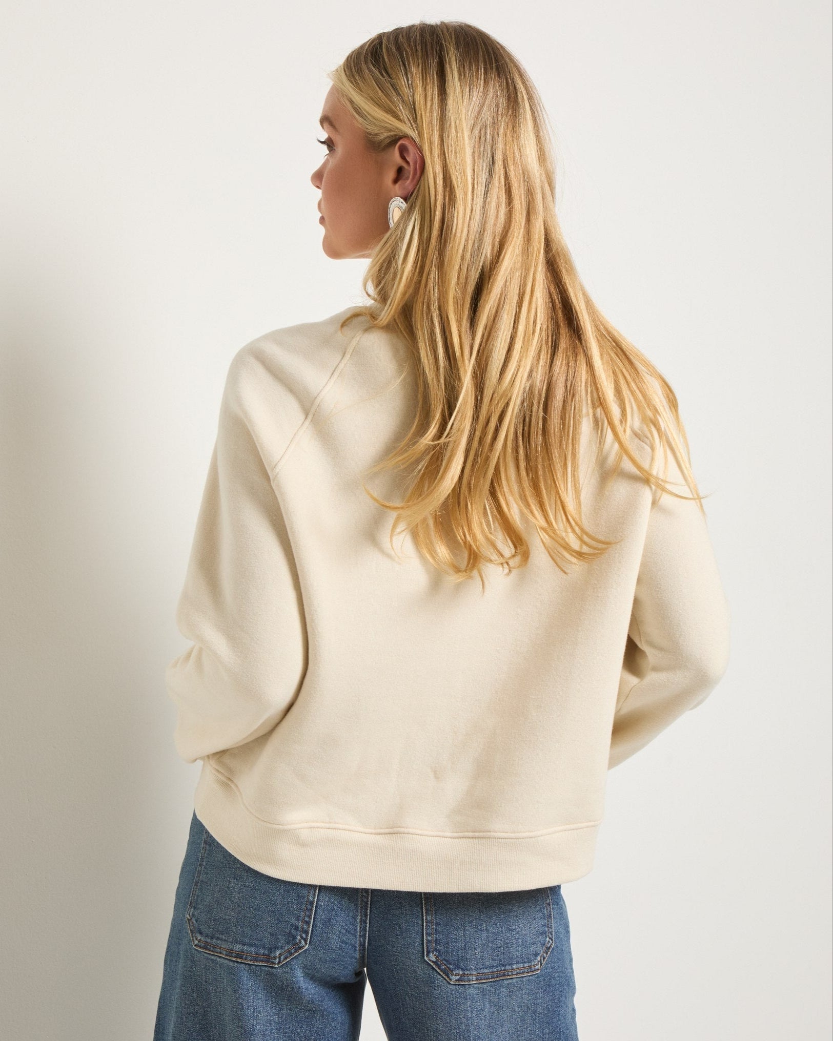 Cream $|& SEAS Sunrise Mock Neck Sweatshirt - SOF Back