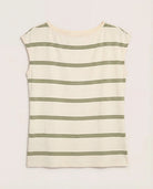 Cream Stripe $|& SEAS Brentwood Boat Neck Stripe Top - Hanger Detail