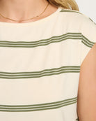 Cream Stripe $|& SEAS Brentwood Boat Neck Stripe Top - SOF Full Front