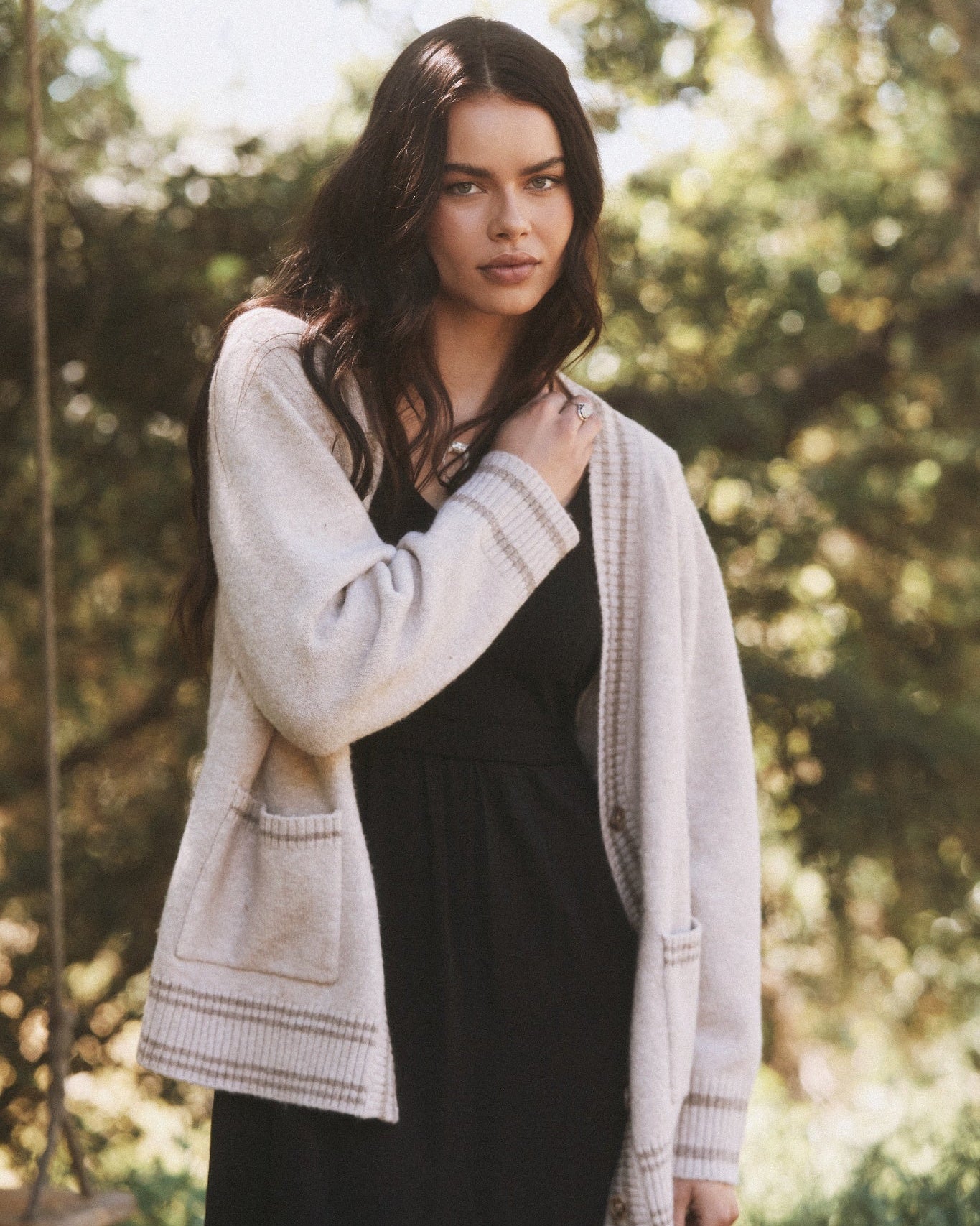 Heather Cream $|& SEAS Island Cardigan - SOF Side