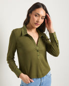 Olive Branch $|& SEAS Meadow Mixed Media Top - SOF Front