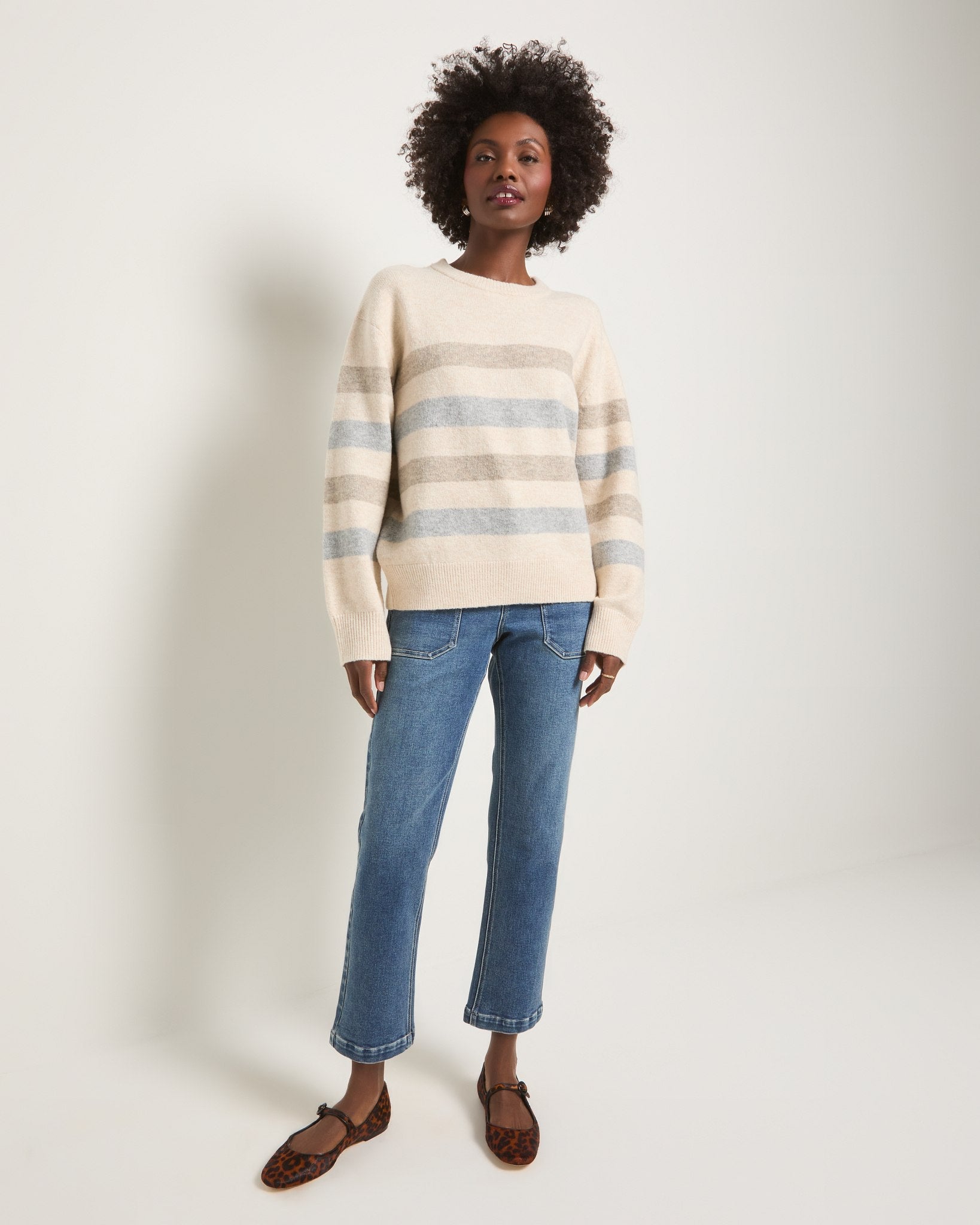 Heather Cream $|& SEAS Harbor Haven Striped Sweater - UGC On Fig