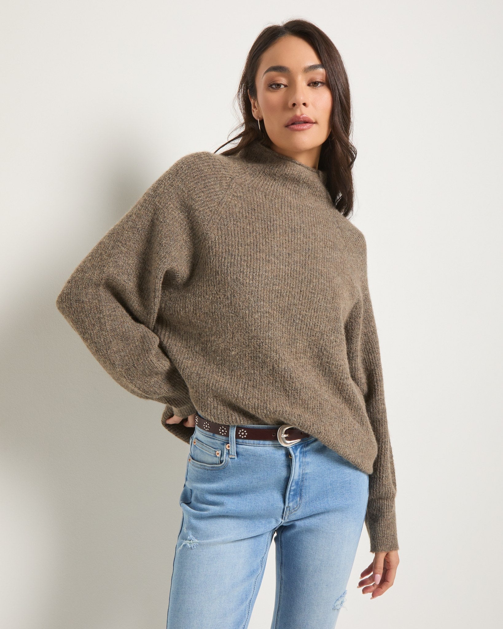Taupe Marled $|& SEAS Driftwood Sweater - SOF Front