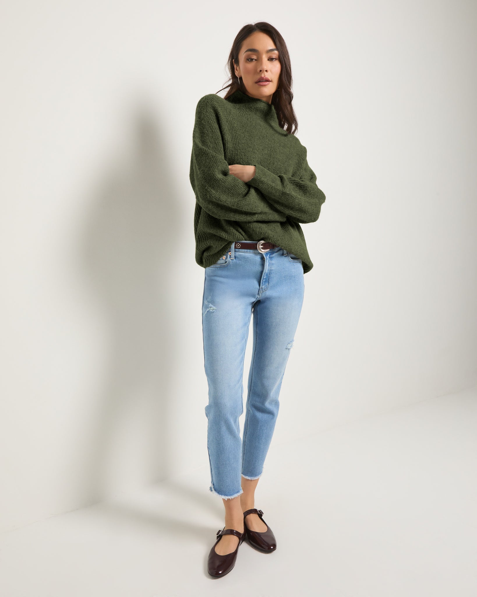 Olive Marled $|& SEAS Driftwood Sweater - UGC On Fig