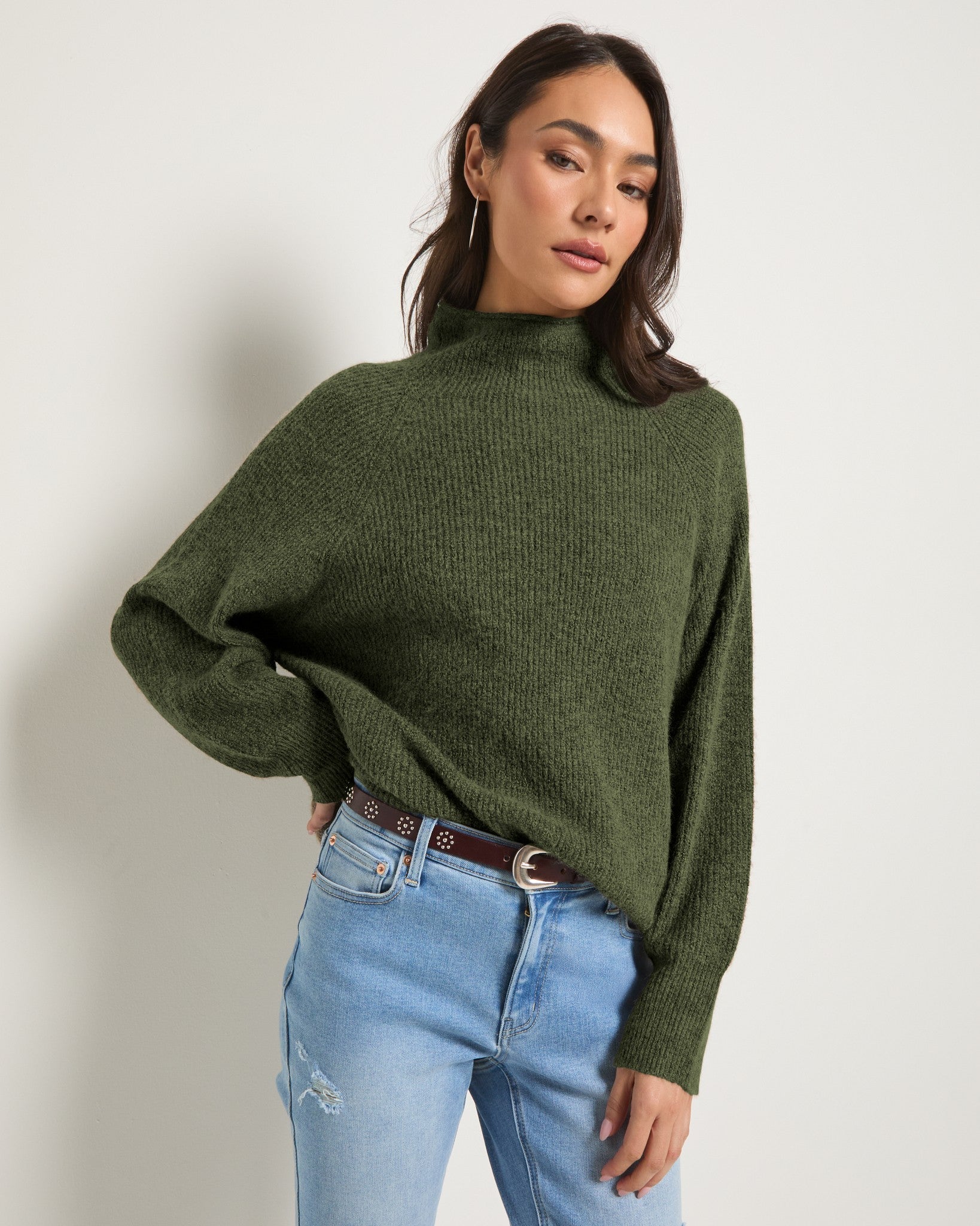 Olive Marled $|& SEAS Driftwood Sweater - SOF Front