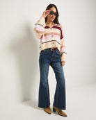 Birch Stripe $|& SEAS June Striped Cardigan - SOF Full Front