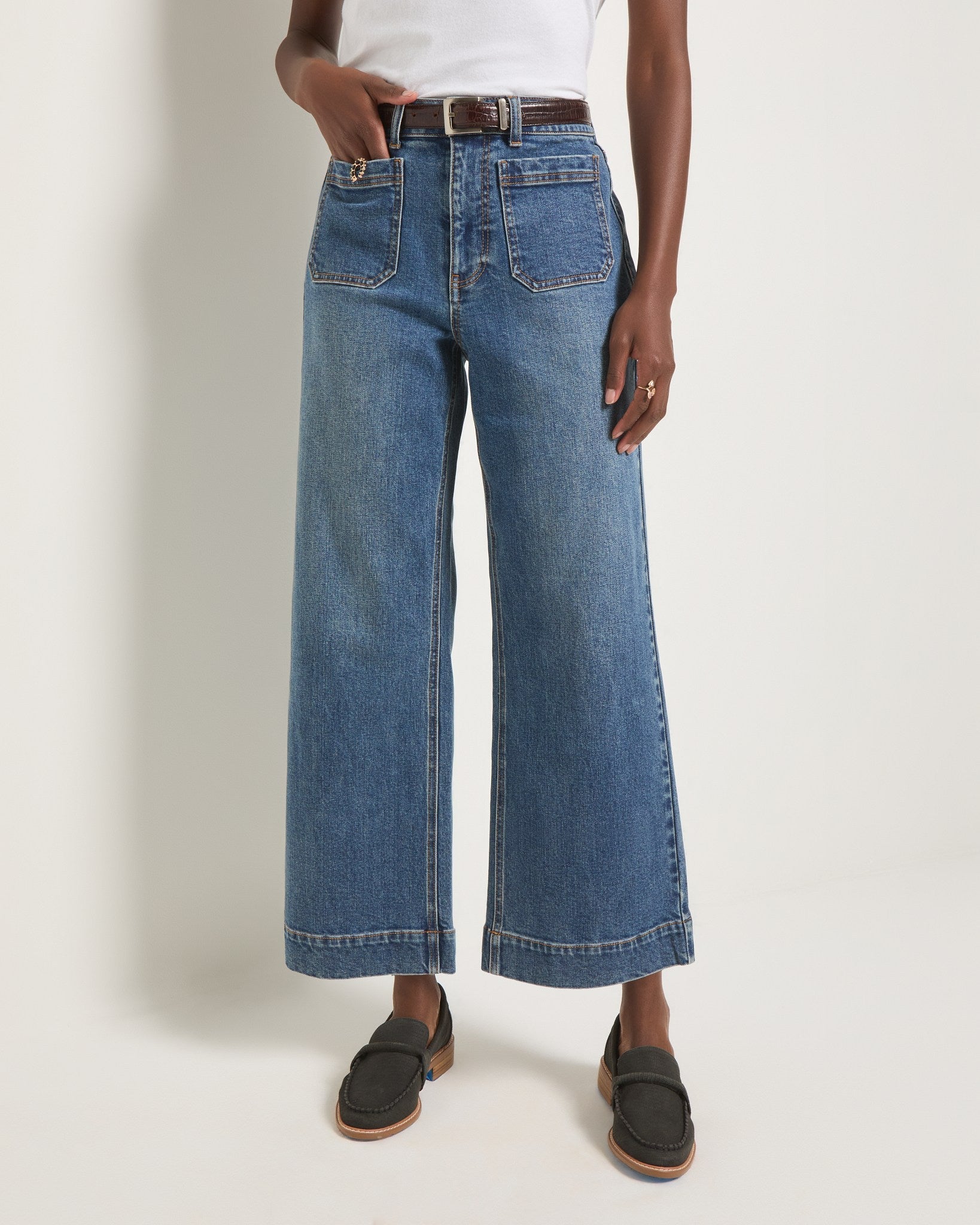 L'Appartement◆cropped wide denim◆26 Caroline Cropped Wide Leg Jean - High-Rise No Stretch Denim