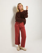 Burlwood $|& SEAS Caroline Cropped Wide Leg Twill Pant - UGC On Fig