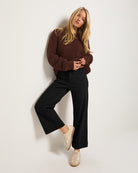 Black $|& SEAS Caroline Cropped Wide Leg Twill Pant - UGC On Fig
