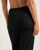 Black $|& SEAS Caroline Cropped Wide Leg Twill Pant - SOF Full Front