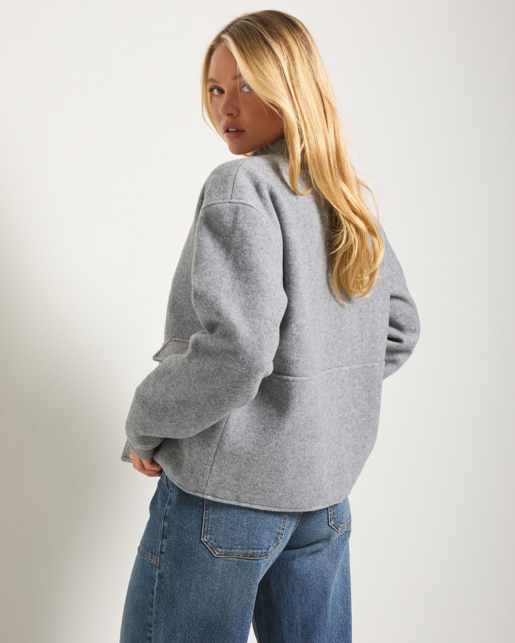 Heather Grey $|& SEAS Baja Wool Blend Jacket - SOF Back