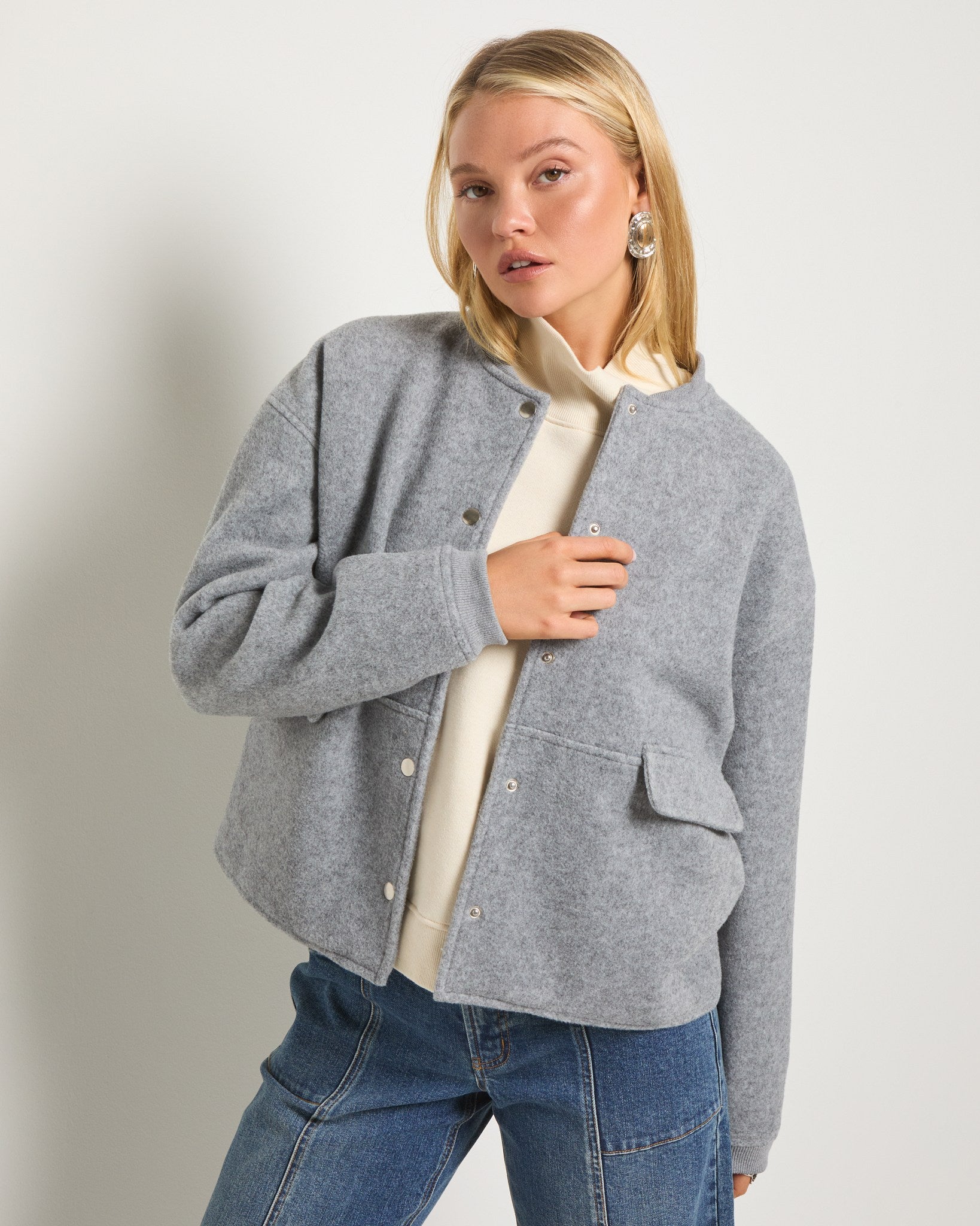 Heather Grey $|& SEAS Baja Wool Blend Jacket - SOF Front
