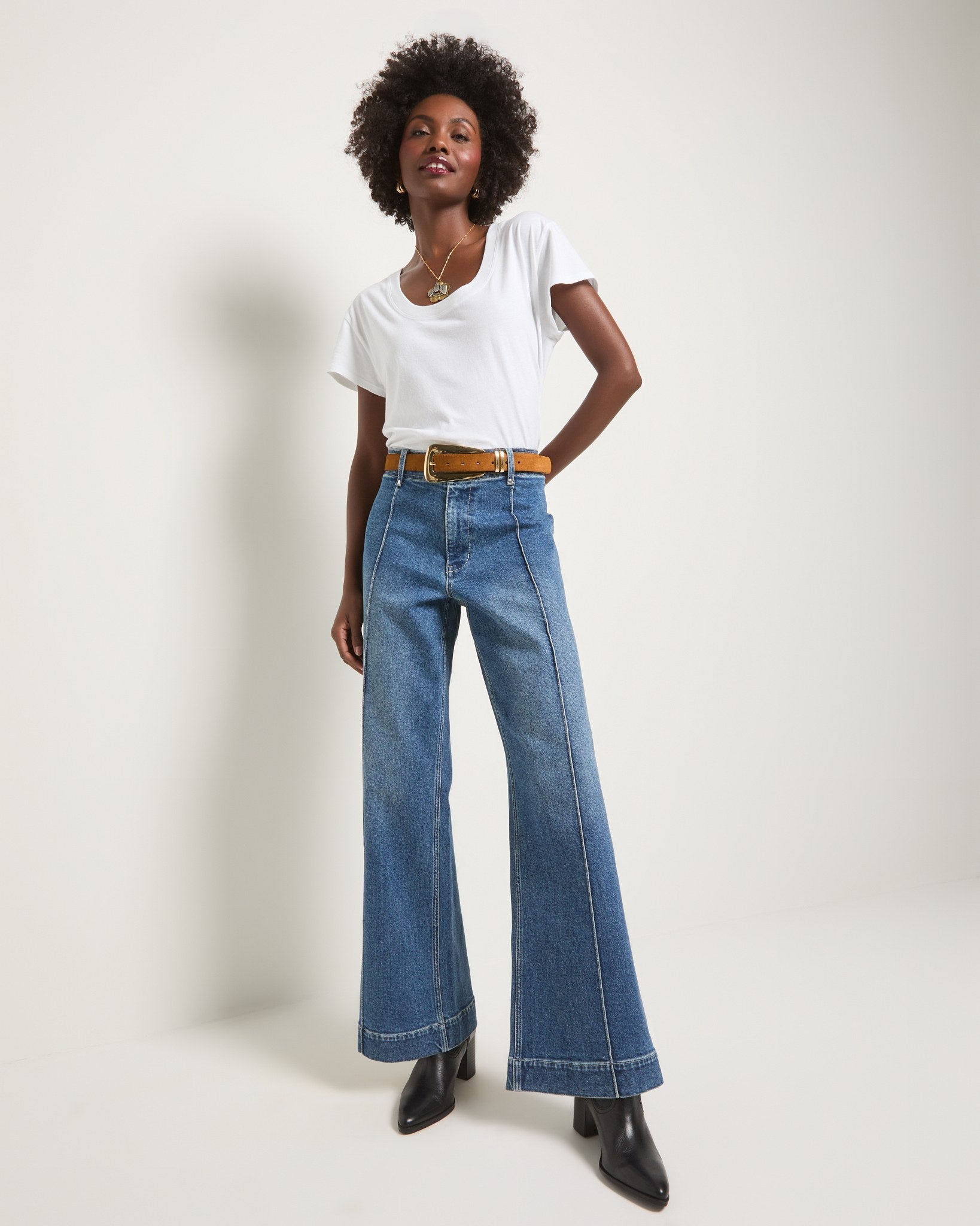 SEAS Pismo Wide Leg Jeans - High-Rise Pintuck Denim – Seventy