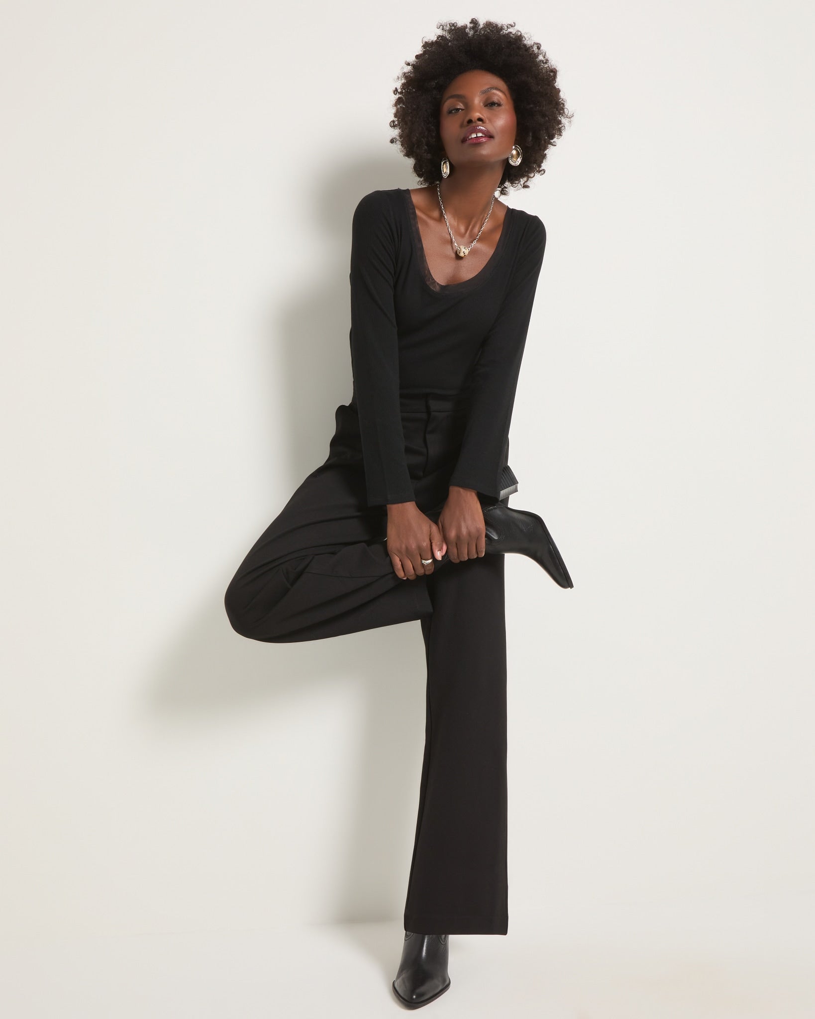 Black $|& SEAS Eventide Ponte Trouser - VOF Front