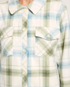 Olive Branch Plaid $|& SEAS Gemma Microfleece Shacket - SOF Full Front