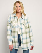 Olive Branch Plaid $|& SEAS Gemma Microfleece Shacket - SOF Front