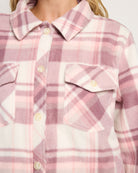 Pink Plaid $|& SEAS Gemma Microfleece Shacket - SOF Full Front