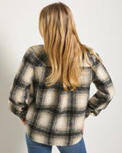 Black Plaid $|& SEAS Cozy Plaid Shacket - SOF Back