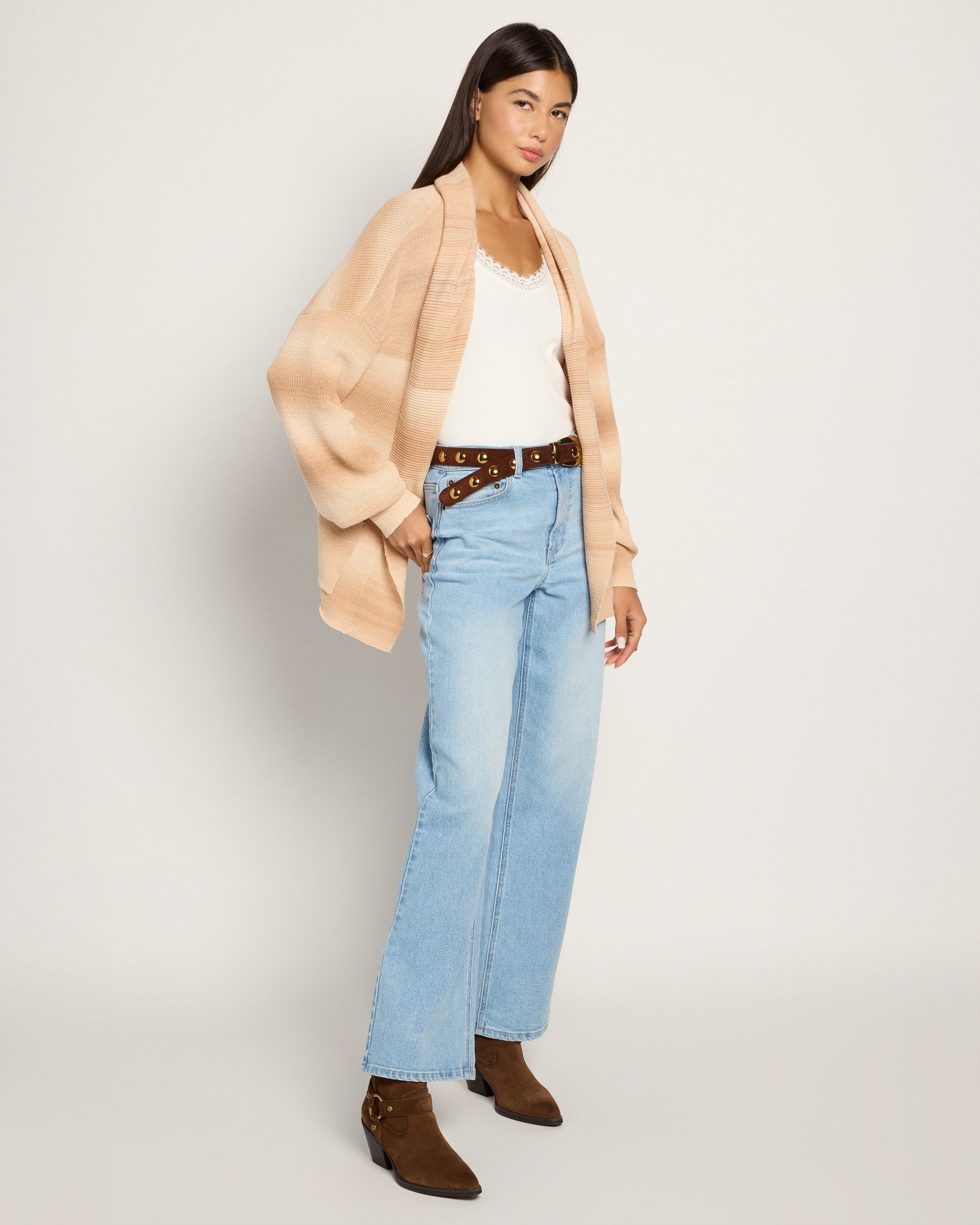 Light Toffee $|& SEAS Sapphire Spacedye Cardigan - UGC On Fig