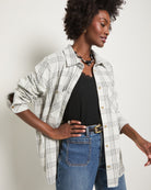 Stone Plaid $|& SEAS Sunset Plaid Knit Top - SOF Front