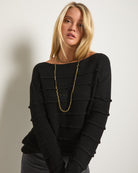 Black $|& SEAS Shayna Ruffle Sweater - SOF Full Front