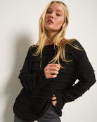 Black $|& SEAS Shayna Ruffle Sweater - SOF Front