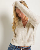 Cream $|& SEAS Whisper Pointelle Cardigan - SOF Full Front