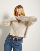 Cream $|& SEAS Whisper Pointelle Cardigan - SOF Front