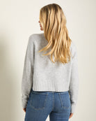 Heather Grey $|& SEAS Whisper Pointelle Cardigan - SOF Back