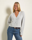 Heather Grey $|& SEAS Whisper Pointelle Cardigan - SOF Front
