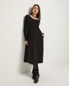 Black $|& SEAS Olivia Mixed Media Dress - SOF Front