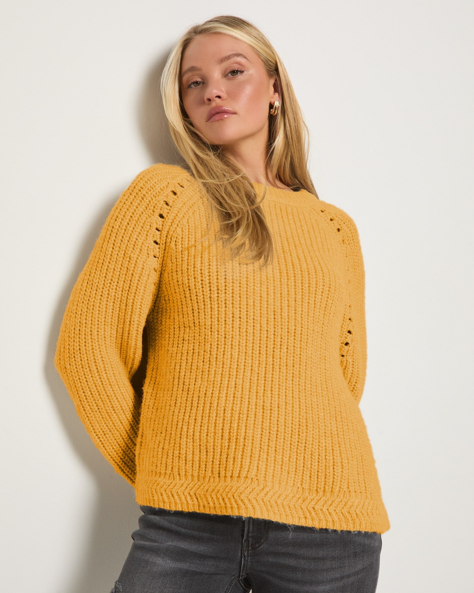 Golden Rod $|& SEAS Fisherman Raglan Sweater - SOF Front