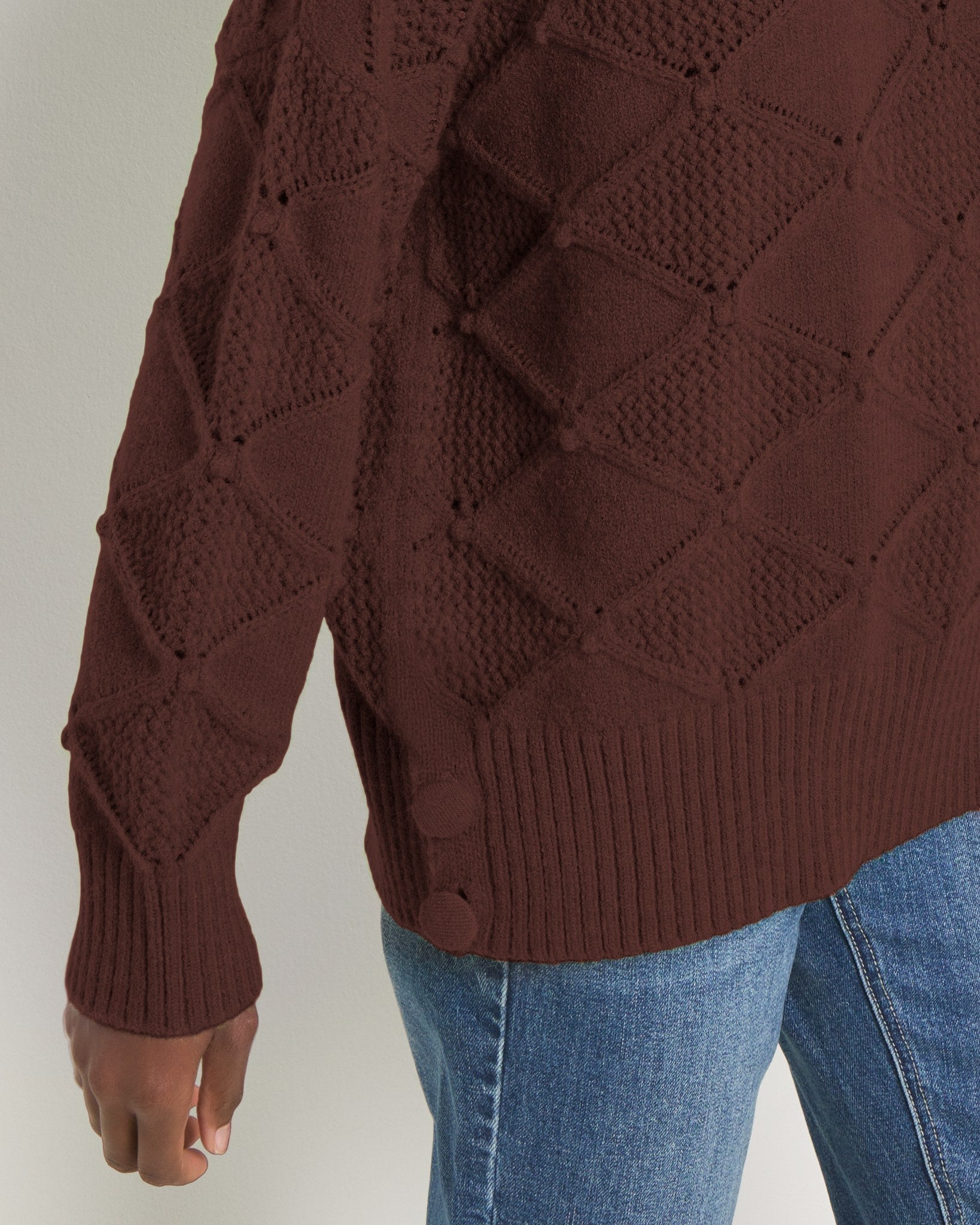 Espresso $|& SEAS Countryside Mockneck Sweater - SOF Full Front