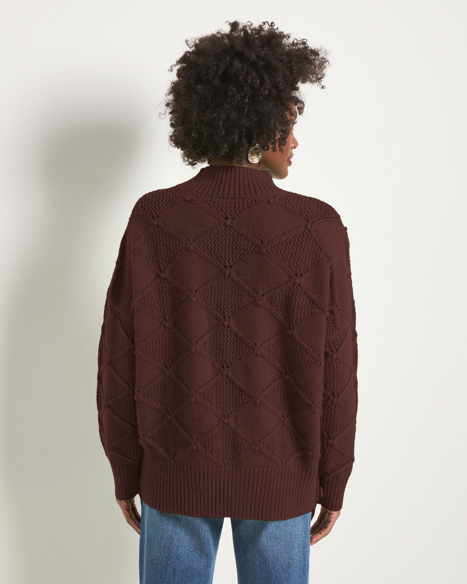 Espresso $|& SEAS Countryside Mockneck Sweater - SOF Back