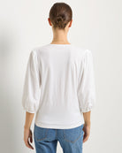 White $|& SEAS Orchid Peasant Sleeve Top - SOF Back