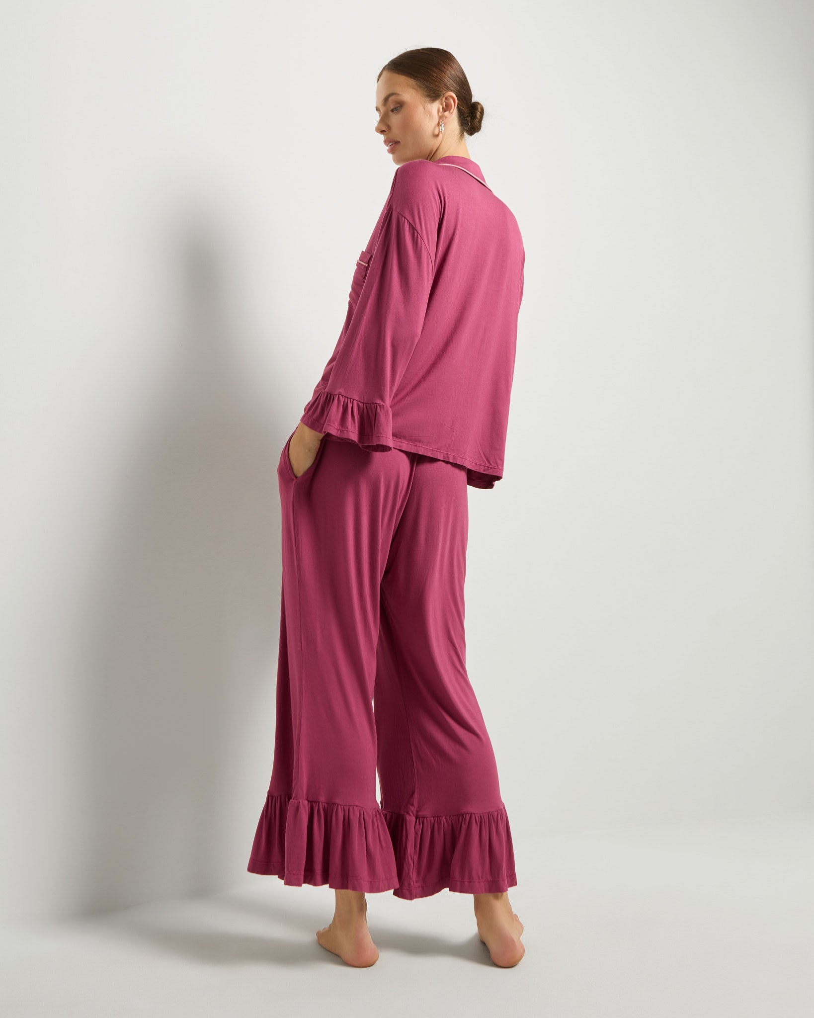 Cherry $|& SEAS Slumber Party Ruffle Pajama Set - SOF Back