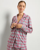 Fireside Tartan Cherry Plaid $|& SEAS Cat Nap Pajama Shirt - SOF Front