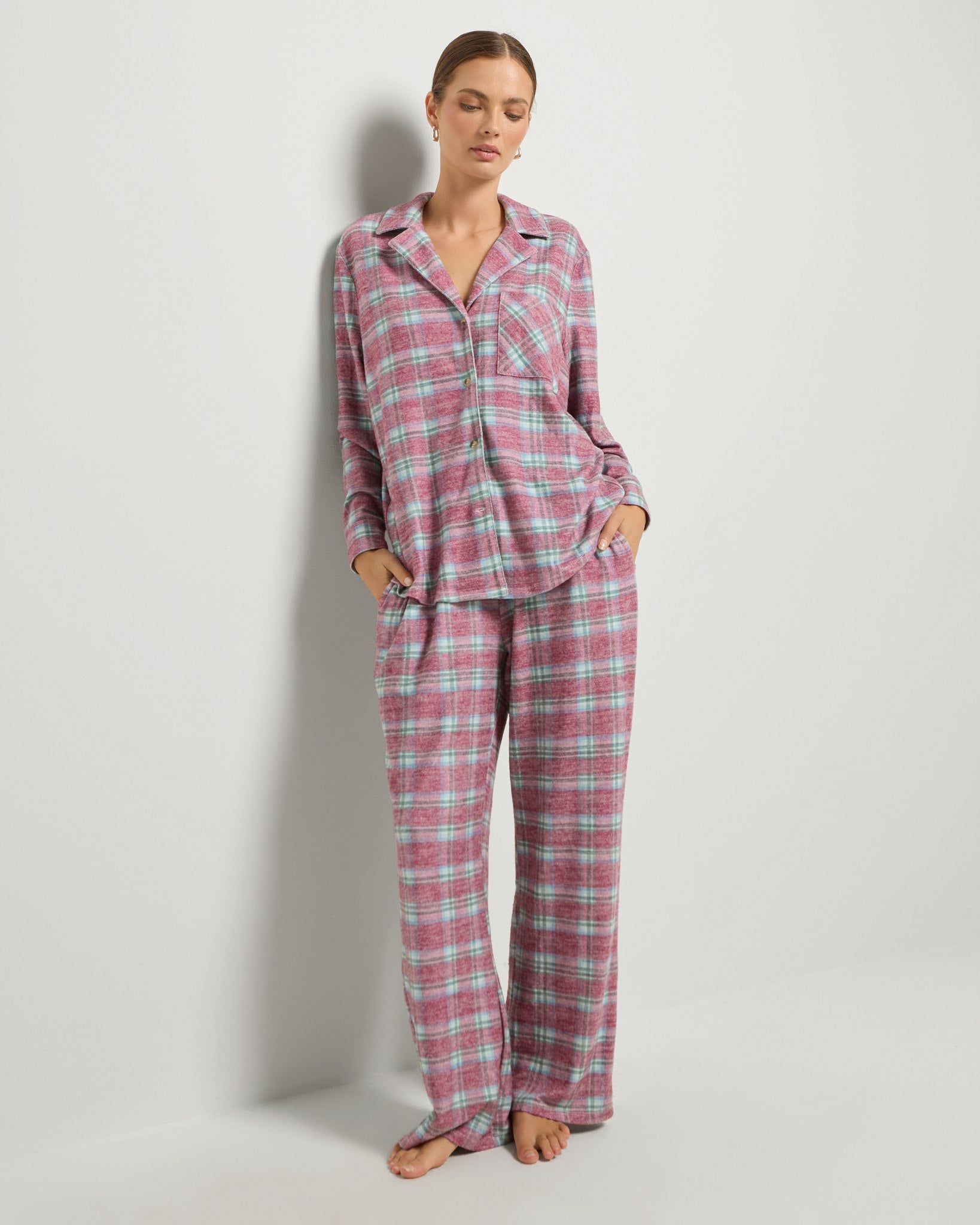 Fireside Tartan Cherry Plaid $|& SEAS Cat Nap Pant - UGC On Fig