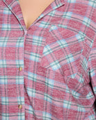 Fireside Tartan Cherry Plaid $|& SEAS Cat Nap Pajama Shirt - SOF Full Front