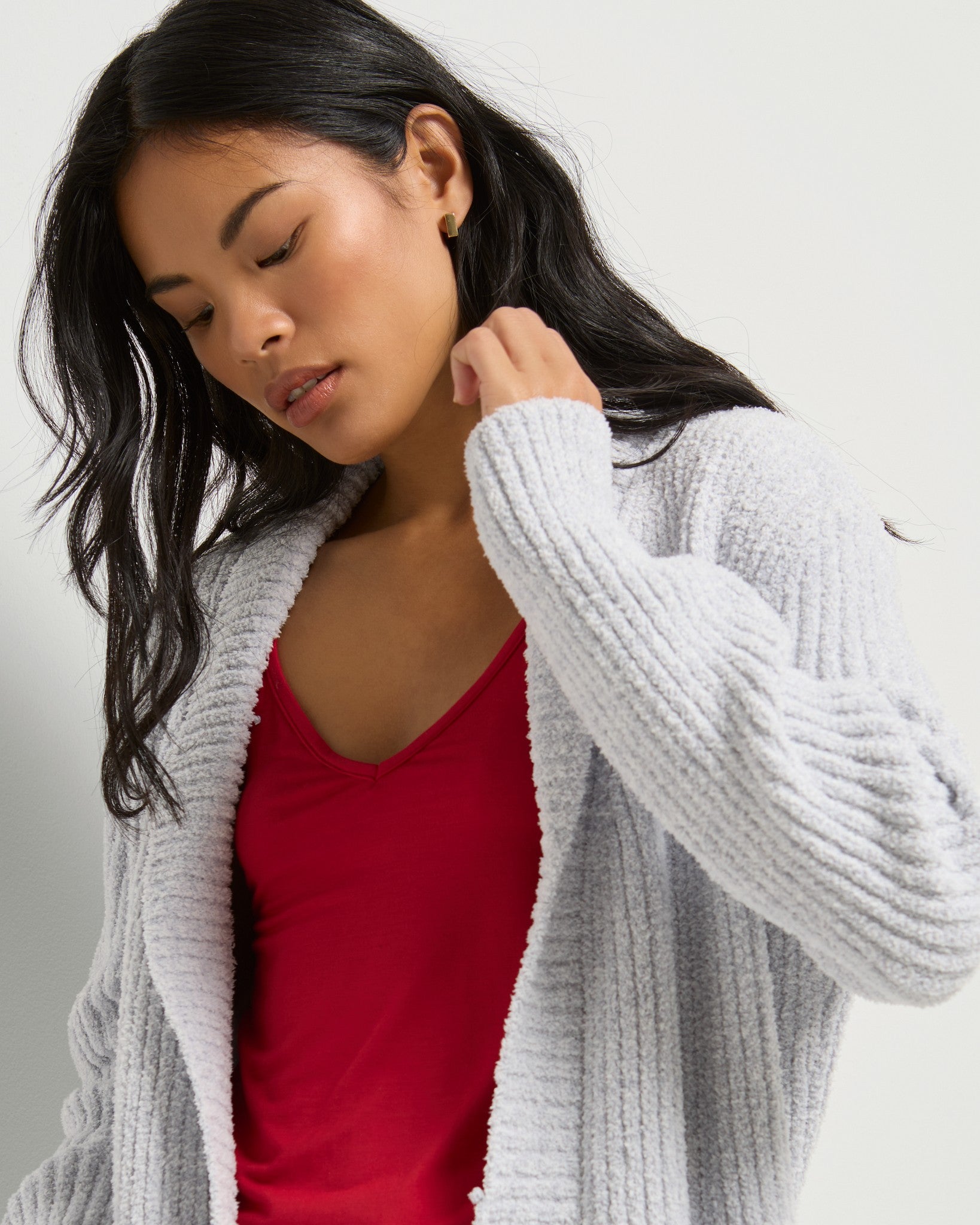 Heather Grey $|& SEAS Twilight Knit Robe - SOF Full Front