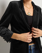 Black $|& SEAS Aries Ruched Sleeve Blazer - VOF Front