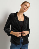 Black $|& SEAS Aries Ruched Sleeve Blazer - SOF Front