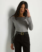 Heather Grey $|& SEAS Eden Boat Neck Top - VOF Front